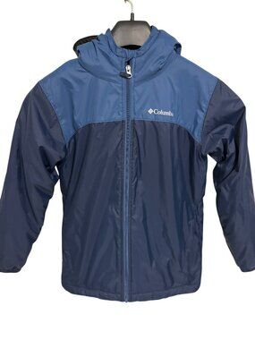 Columbia Jacket Youth Large 14/16 Blue Full Zip Hooded Fleece Lined Outdoor